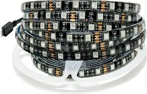 12V RGB LED Strip Lights 16.4ft Black PCB Board 5050 IP65 Waterproof 300 LEDs Color Changing String Light Strips for Bedroom Kitchen Decoration