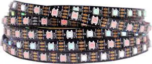 WS2812B IC RGB 5050SMD ECO Individual Addressable LED Strip Light 16.4FT 300LED 60LED/m Flexible Full Color IP30 DC5V Black PCB for DIY Project (No Power Adapter or Controller)