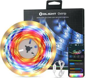 Ostrip 16.4ft RGB LED Strip Light Smart App Control Music Sync DIY Color Modes for Bedroom Gaming TV Home Decor