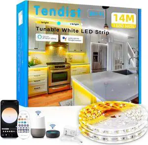 46FT White LED Strip Lights 3000K-6500K Light Strip Cool and Warm White Alexa Compatible Dimmable 24V App Smart LED Lighting with Remote Under Cabinet Light for Kitchen Bedroom Closet