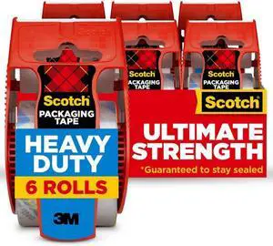 Heavy Duty Shipping and Moving Packing Tape Clear Packing and Moving Supplies 1.88 in. x 22.2 yd. 6 Tape Rolls with Dispensers