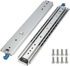 1 Pair of 32 Inch Heavy Duty Drawer Slides 500LB Full Extension Side Mount Ball Bearing Drawer Rails with Lock