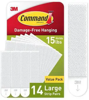 15 lb Large Picture Hanging Strips 14 Pairs (28 Strips) Damage-Free Picture Hangers No Tools Wall Hangers for Home Decor White Adhesive