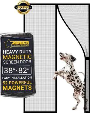 Magnetic Screen Door C Upgraded Fine Weave Mesh Screen Heavy Duty 52 Magnets No-Gap Seal Pet & Scratch Resistant Bug Proof Includes 2 Easy Install Kits 38x82