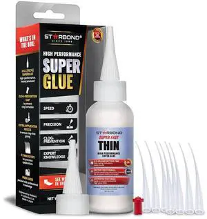 Starbond Thin Super Glue Pro Kit (2 oz) C Super Fast CA Glue (Cyanoacrylate Adhesive) C with Clog-Resistant Cap Microtips & Extra Nozzles for Woodworking Woodturning Precision Bonding Inlays