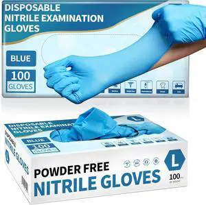 Medical Nitrile Exam Gloves 4.5 Mil 100 Pcs Powder-Free Latex-Free Food-Safe Cooking Cleaning Disposable Glove Blue