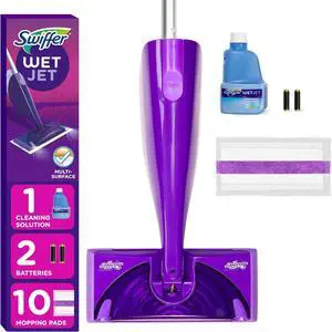 WetJet Hardwood and Floor Spray Mop Cleaner Starter Kit Includes: 1 Power Mop 10 Pads Cleaning Solution Batteries