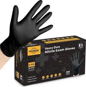 Disposable Nitrile Exam Gloves 6-mil Black Heavy Duty Disposable Gloves Cooking Gloves Latex Free Powder Free