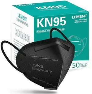 50pcs KN95 Face Mask Black 5 Layer Cup Dust Safety Masks Filter Efficiency95% Breathable Elastic Ear Loops Black Masks