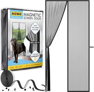 Magnetic Screen Door - Self Sealing Heavy Duty Hands Free Mesh Partition Keeps Bugs Out - Pet and Kid Friendly - Patent Pending Keep Open Feature - 38 Inch x 83 Inch