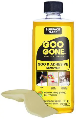 Original Liquid - 8 Ounce - Surface Safe Adhesive Remover Safely Removes Stickers Labels Decals Residue Tape Chewing Gum Grease Tar Crayon Glue