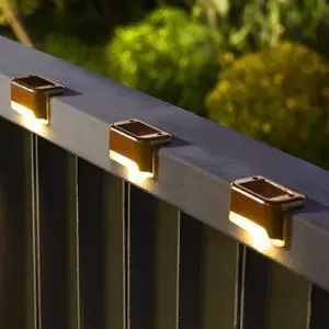 Solar Deck Lights Outdoor 16 Pack Solar Step Lights Waterproof Led Solar lights for Outdoor Stairs Step  Fence Yard Patio and Pathway(Warm White)