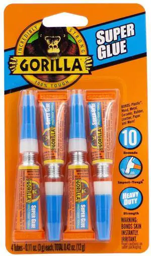 Super Glue Clear Glue Four 3 Gram Tubes (Pack of 1) - All Purpose and Fast Setting for Projects and Repairs