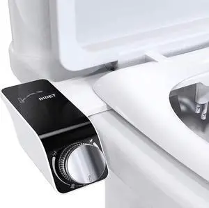 Bidet Attachment for Toilet Bidet Non-Electric Cold Water Sprayer Toilet Seat Adjustable Water Pressure Retractable Self-Cleaning Dual Nozzle for Real Feminine Wash in Black Knob ().