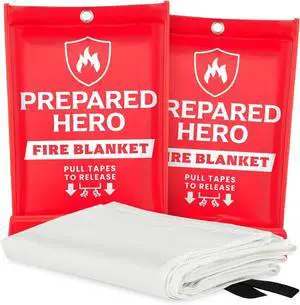 Emergency Fire Blanket - 2 Pack - Fire Suppression Blanket for Kitchen 40 x 40 for Home Fiberglass Fire Blanket.