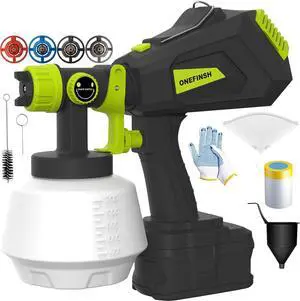 Cordless Paint Sprayer for Ryobi 18V Battery Handheld HVLP Paint Gun with 3 Spray Patterns & 4 Nozzles Ideal for DIY Projects House Painting Furniture & More (No Battery Included)