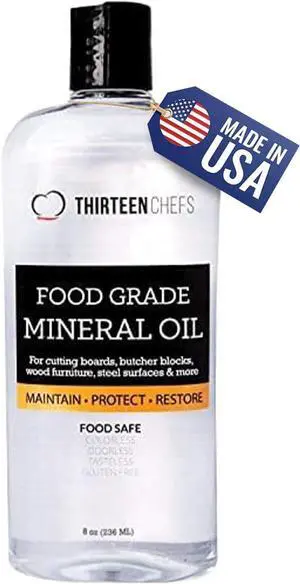 Mineral Oil - 8 oz Food Grade Conditioner for Wood Cutting Board Countertop & Butcher Block Lubricant for Knife or Meat Grinder - Safe USP Finish on Marble Soapstone