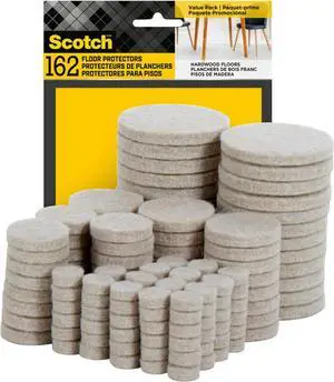 Felt Pads 162 PCS Beige Felt Furniture Pads for Protecting Hardwood Floors Round Assorted Sizes Value Pack Self-Stick design Protecting from nicks dents and scratches (SP845-NA)