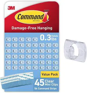 Indoor Mini Light Clips Damage Free Hanging Christmas Light Clips Mini Wall Clips for Hanging Indoor Christmas Decorations Lights and Cables 45 Clear Clips and 54 Strips