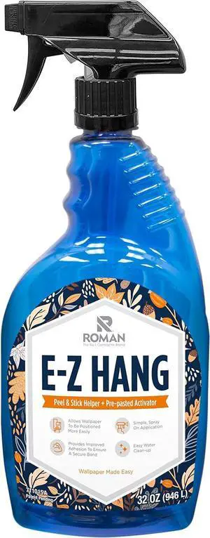 s E-Z Hang Peel & Stick Wallpaper Helper + Pre-Pasted Activator Clear Non-Staining 32 Fluid Ounces