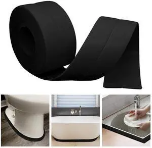 Caulk Tape Bath & Kitchen Self Adhesive Waterproof Toilet Caulking Strip Bathtub Sealing Strip Tape Shower Caulk Bathroom Sealant Traditional Caulking Replacement (Black 1.5 x10.5Ft)