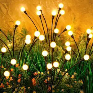 Solar Lights Outdoor(4-Pack 32 LEDs) Solar Garden Lights Outdoor Decorations Firefly Light for Patio Decor Big Bulb Unique Gifts for Women Gifts for Grandma