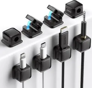 8 Pack Cord Organizer Holder Strong Adhesive Desk Cable Management Magnetic Easy Open Organize Phone Charging Cords Wire Holder Organizer Neatly for Home Office Car Desk Nightstand
