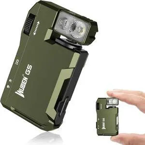 G5 Rechargeable EDC Flashlight Powerful RGB Flashights 400 Lumens Portable Flat Mini Flashlights IP68 Waterproof Multi-Mode Magnetic Small Keychain Flashlight for Camping Emergency (Green)