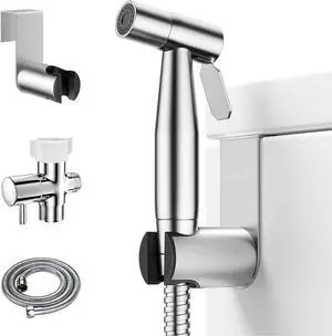 Handheld Toilet Bidet Sprayer for Toilet-Adjustable Water Pressure Control with Bidet Hose for Feminine Wash Stainless Steel Brushed Nickel Bidet Faucet Cloth Diaper for Baby Wash