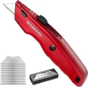 Premium Utility Knife Retractable All Metal Heavy Duty Box Cutter Quick Change Blade Razor Knife with 10 Extra Blades