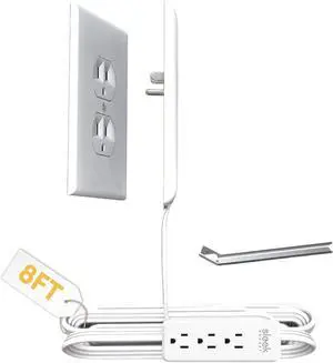 Sleek Socket No Shock Child Protector Outlet & Plug Concealer with Protective Cord Clips 8-Foot Flat Extension Cord with Multiple Outlets Baby Proofing Outlet Cover No Access To Dangerous Cords