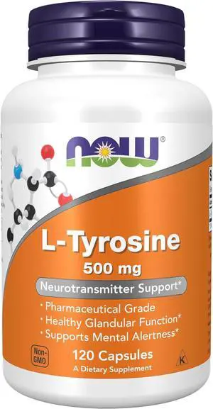 Supplements L-Tyrosine 500 mg Supports Mental Alertness* Neurotransmitter Support* 120 Capsules