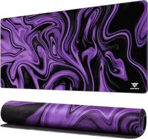 N110 Extended Big Mouse Pad Large XXL Gaming Mouse Pad Desk Pad 35x17 inch Long Computer Keyboard Mouse Mat Mousepad with 3mm Non-Slip Base and Stitched Edge for Home Office Work Dark Purple