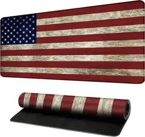 Large Gaming Mouse Pad with Stitched Edges Non-Slip Base Water Resist Keyboard Pad Desk Mat for Gamer Office & Home 31.5 x 15.7 in (Flag)
