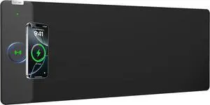 Magnetic Wireless Charging Mouse Pad Gaming Mouse Pad 31.5 x11.8 Large Desk Mat for Laptop/Keyboard Waterproof Smooth Surface Non-Slip Base Black