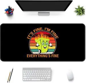 Desk Mat,Large Mouse Pad 35''×15.6'' XXL Extended Gaming Mouse Pad Mat with Non-Slip Base Stitched Eges Mousepad for Computer,Office,Keyboard and Laptop - Black Fire