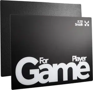 Tempered Glass Gaming Mouse Pad Ultra-Thin Desk Mat Anti-Scratch Wear-Resistant 400 * 300 * 1.8mm Large Durable Mouse Pads Ultra-Smooth Micro-Etched Surface Anti-Slip Silicone Base (Black)