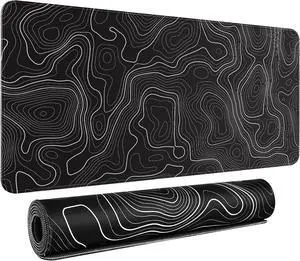 Gaming Mouse Pad Black Desk Mat Black Extended Mouse Mat XXL Extra Large Mouse Pad for Desk 35.4x15.7in Mousepad with Stitched Edges Non-Slip Rubber Base Waterproof Computer Keyboard Pad