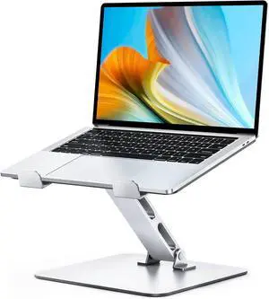 Adjustable Ergonomic Laptop Stand for Desk Foldable Computer Stand Stable Aluminum Notebook Riser & Portable Laptop Holder Mount Compatible with 10-16 MacBook Pro/Air  HP Silver