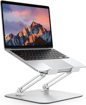 Laptop Stand for Desk Ergonomic Metal Adjustable Laptop Stand Laptop Holder Riser with Cooling Function Computer Stand Compatible with MacBook and All Laptops (10-17.2 inch) Silver