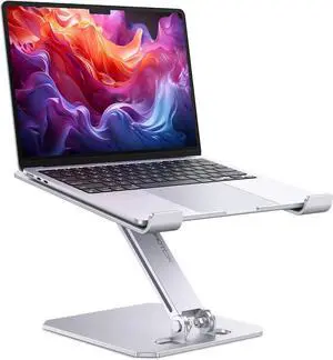 Laptop Stand for Desk Ergonomic Adjustable Computer Stand Aluminum Portable Desktop Laptop Riser Holder for MacBook Air Pro  HP and All Tablets Up to 15.6 Glossy Silver