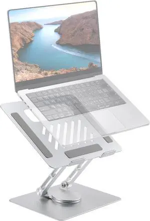 Rotating Laptop Stand for Desk Aluminum Alloy Adjustable Ergonomic Laptop Riser with Foldable 360° Swivel Base Compatible with MacBook Air Pro  Razer up to 16 Notebooks Computers