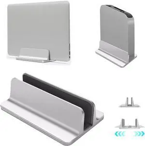 Vertical Laptop Stand Holder Desktop Aluminum Notebook Stand with Adjustable Dock Size(Up to 17.3 inch) Compatible with All /MacBook Pro/Air  Hp Surface iPad Gaming Laptops(Silver)