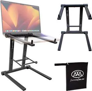 DJ Laptop Stand with Travel Bag | Portable Foldable Aluminum Laptop Stand for Laptops up to 15 inches and 20lbs | No Assembly Required Includes Carrying Bag