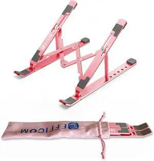 Laptop Stand for Desk Ergonomic Lap Riser Portable Laptop Stand Aluminum Lightweight Foldable Notebook Support Compatible with Laptop 10-15.6 and Tablet Phone (Pink)