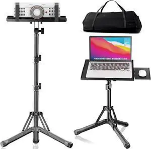 Projector Stand Laptop Tripod Portable Projector Tripod Stand Adjustable Height 26 to 56 Inch Laptop Floor Stand with Mouse Tray for Room Office Podium Outside Studio Dj Racks