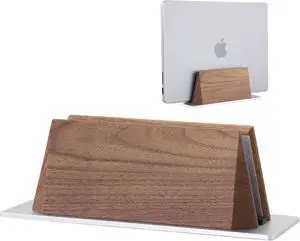 Vertical Laptop Stand Walnut Laptop Holder Desktop Stand with Adjustable Dock Size Wooden Laptop Stand for MacBook Pro and Other Laptops