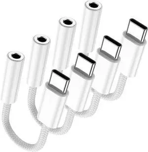 4 Pack USB-C to 3.5 mm Jack Adapter Type c Adapter for Headphones Cable Compatible with iPhone 16 Pro Max/16 Pro/16/ Galaxy S24/S23/S22/S21 Ultra/iPad Pro/Pixel 8