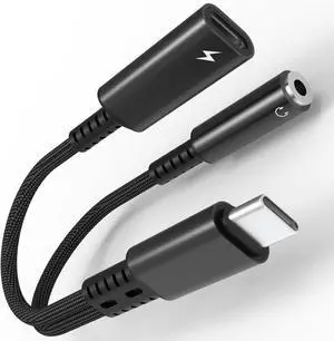 USB C to Headphone Jack Adapter and Charger 2 in 1 Type C to 3.5mm Aux Audio Adapter with PD 60W Fast Charging for iPhone 16 15 Pro Max Plus  Galaxy S25 S24 S23 Ultra and More USB C