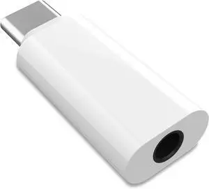 USB C to 3.5mm Audio Adapter USB Type C to 3.5mm Female Headphone Jack Dongle Aux Adapter DAC Stereo HiFi Compatible with  Galaxy S24 Ultra/ S23+ iPad Pro Pixel iPhone 16/15/14 - White